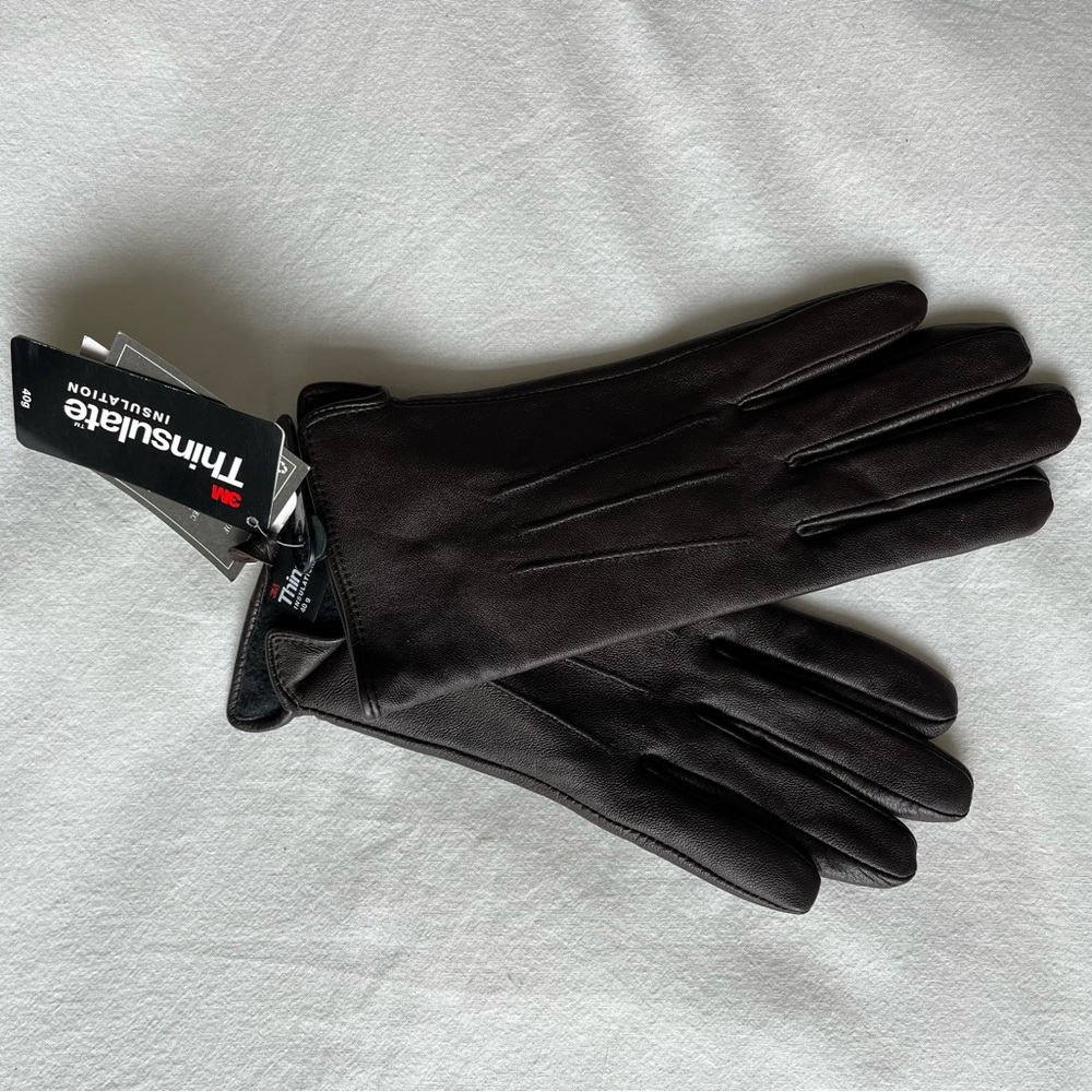 Thinsulate genuine lambskin 6.5 chocolate brown gloves (texting compatible)
